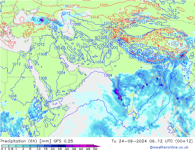 Z500/Rain (+SLP)/Z850 GFS 0.25 Tu 24.09.2024 12 UTC