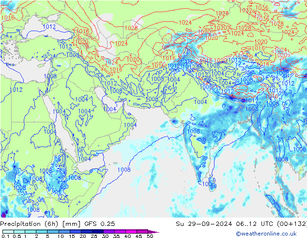 Yağış (6h) GFS 0.25 Paz 29.09.2024 12 UTC