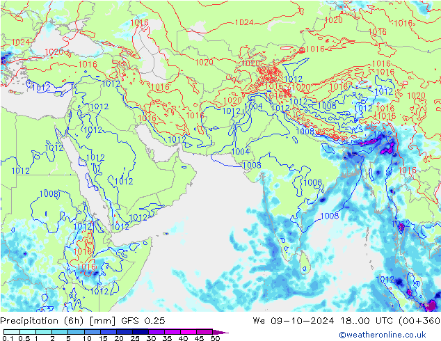 Z500/Rain (+SLP)/Z850 GFS 0.25 We 09.10.2024 00 UTC