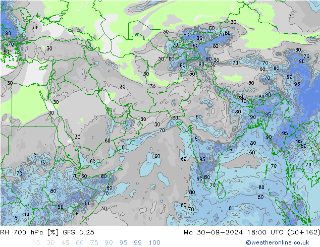 RH 700 hPa GFS 0.25  30.09.2024 18 UTC