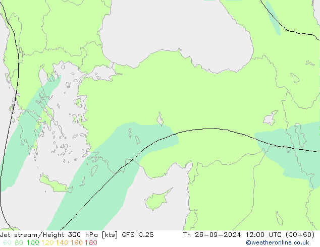 Corrente a getto GFS 0.25 gio 26.09.2024 12 UTC