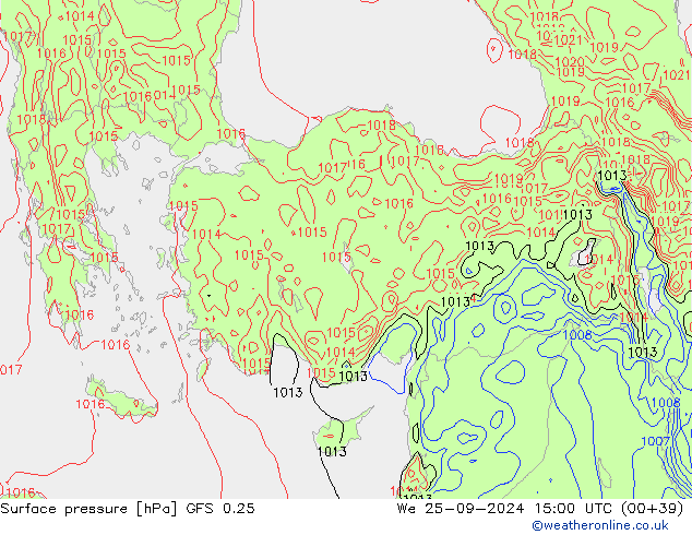 pression de l'air GFS 0.25 mer 25.09.2024 15 UTC