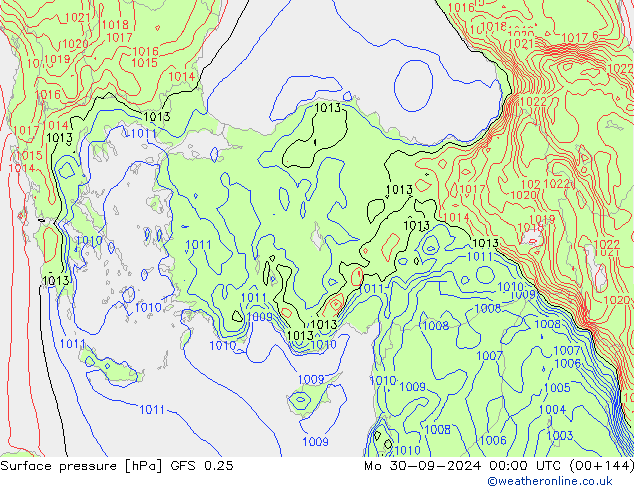 Surface pressure GFS 0.25 Mo 30.09.2024 00 UTC