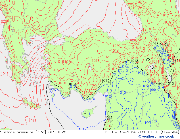 GFS 0.25: jeu 10.10.2024 00 UTC