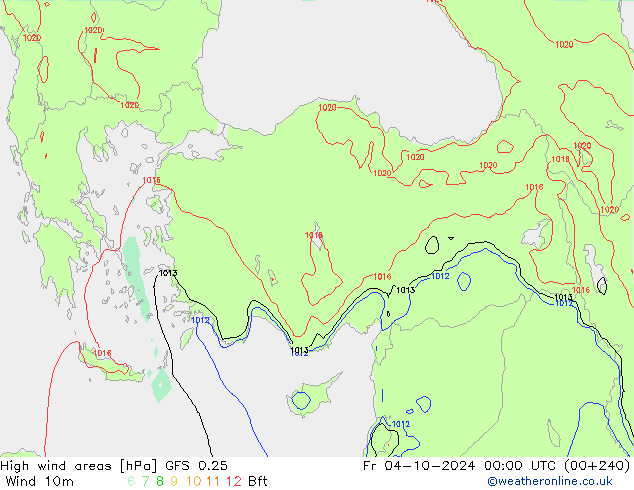 High wind areas GFS 0.25 vie 04.10.2024 00 UTC