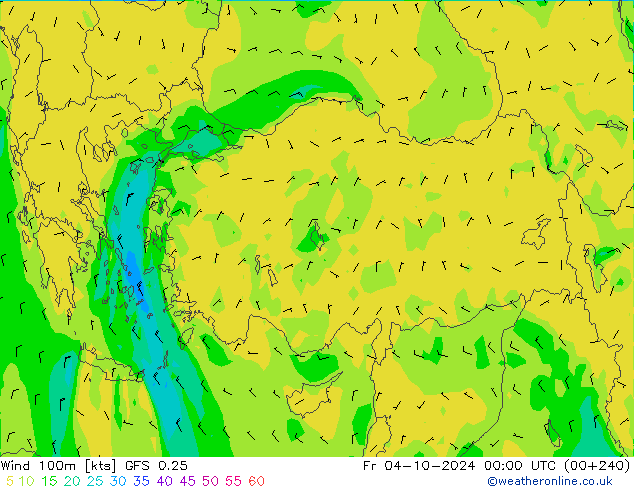 Wind 100m GFS 0.25 vr 04.10.2024 00 UTC