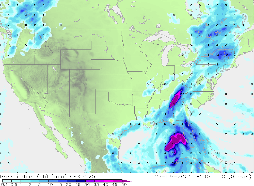 Z500/Rain (+SLP)/Z850 GFS 0.25 чт 26.09.2024 06 UTC