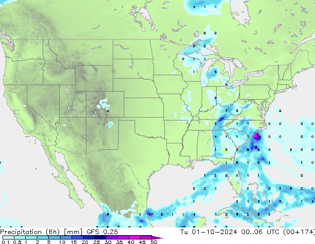 Z500/Yağmur (+YB)/Z850 GFS 0.25 Sa 01.10.2024 06 UTC