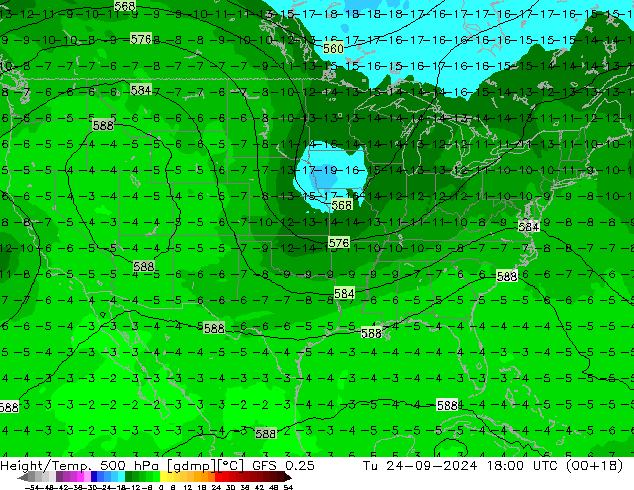 Hoogte/Temp. 500 hPa GFS 0.25 di 24.09.2024 18 UTC