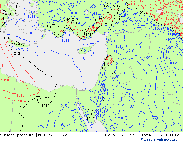 GFS 0.25: lun 30.09.2024 18 UTC