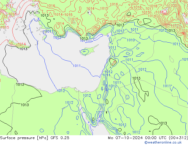 GFS 0.25: pon. 07.10.2024 00 UTC