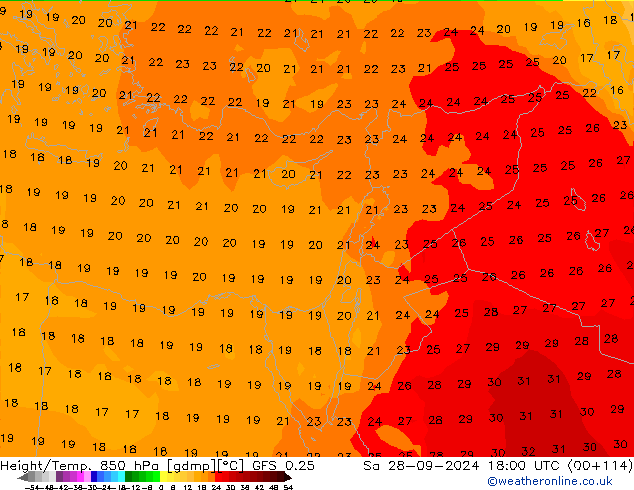 Z500/Rain (+SLP)/Z850 GFS 0.25 Sa 28.09.2024 18 UTC