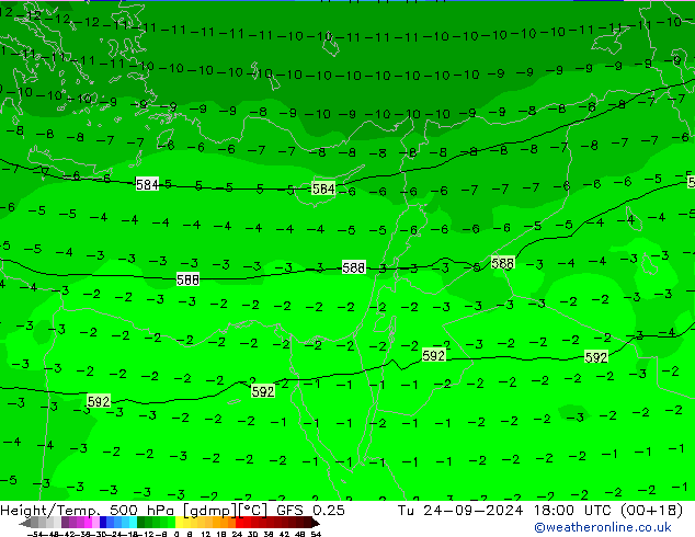 Z500/Rain (+SLP)/Z850 GFS 0.25 mar 24.09.2024 18 UTC