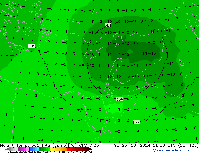 Z500/Rain (+SLP)/Z850 GFS 0.25 nie. 29.09.2024 06 UTC