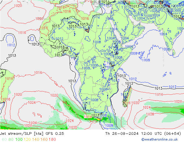 Prąd strumieniowy GFS 0.25 czw. 26.09.2024 12 UTC