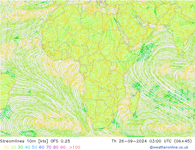 ветер 10m GFS 0.25 чт 26.09.2024 03 UTC