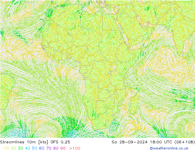 Rüzgar 10m GFS 0.25 Cts 28.09.2024 18 UTC