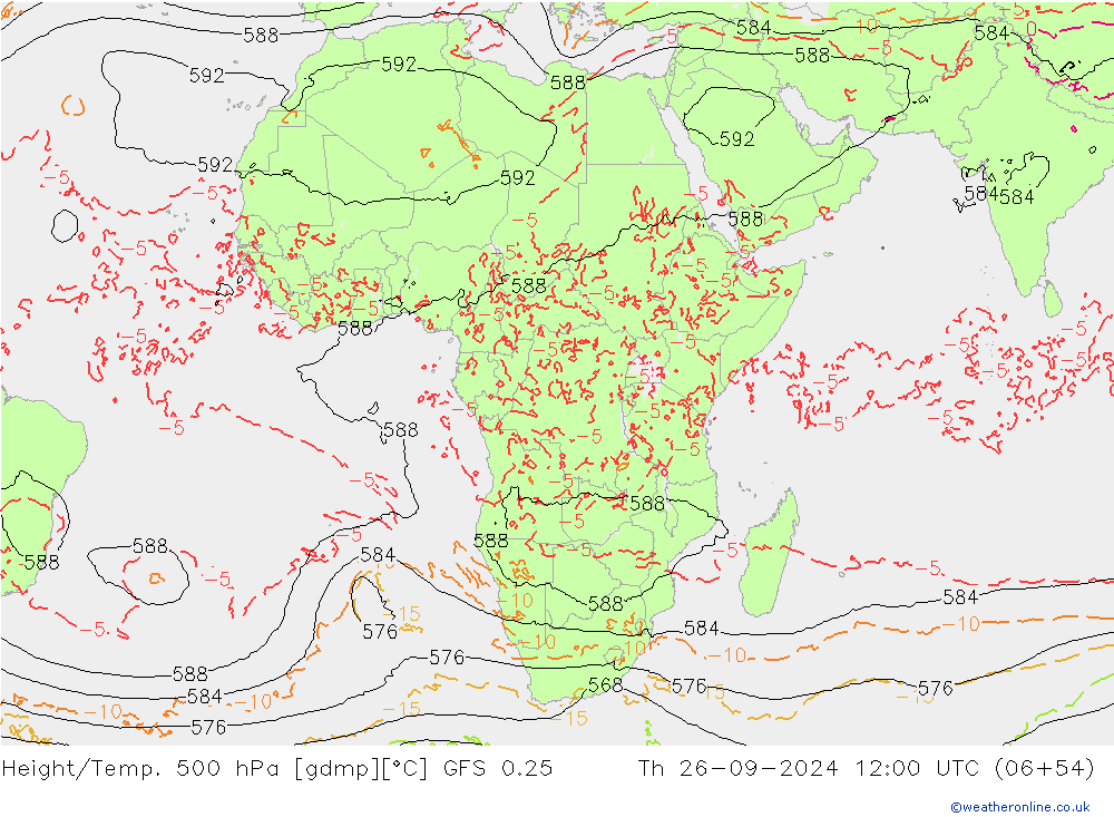 Z500/Rain (+SLP)/Z850 GFS 0.25 czw. 26.09.2024 12 UTC