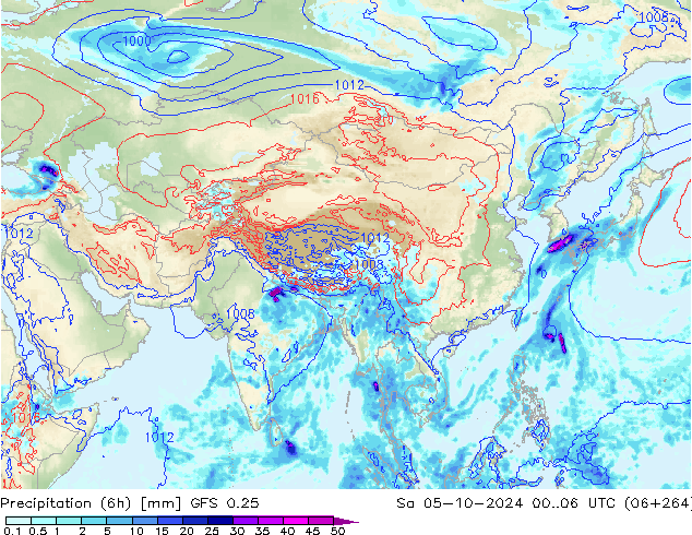 Z500/Rain (+SLP)/Z850 GFS 0.25 sam 05.10.2024 06 UTC