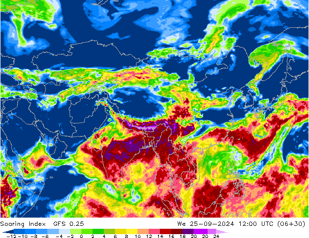 Soaring Index GFS 0.25 Qua 25.09.2024 12 UTC