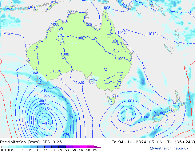 Precipitation GFS 0.25 Fr 04.10.2024 06 UTC