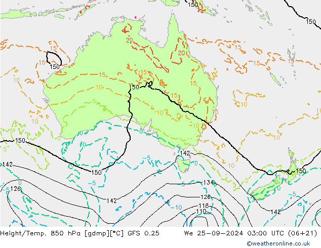 Z500/Rain (+SLP)/Z850 GFS 0.25 mié 25.09.2024 03 UTC