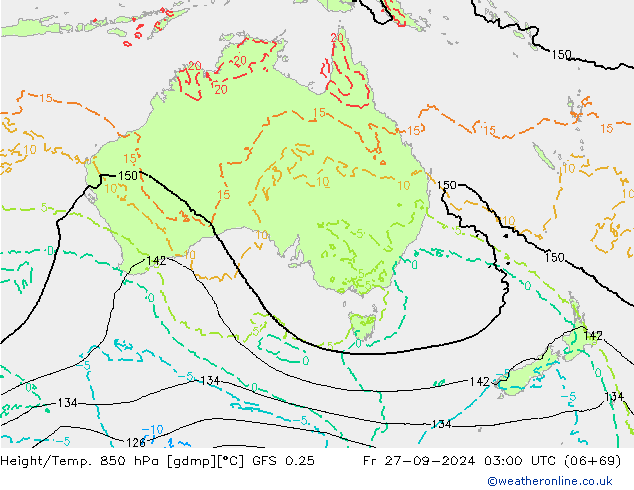 Z500/Rain (+SLP)/Z850 GFS 0.25 Fr 27.09.2024 03 UTC