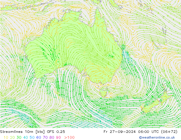 Streamlines 10m GFS 0.25 Fr 27.09.2024 06 UTC