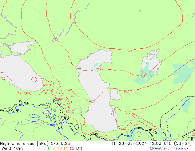 Windvelden GFS 0.25 do 26.09.2024 12 UTC