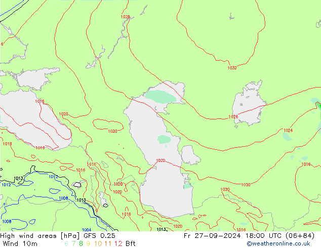 High wind areas GFS 0.25 ven 27.09.2024 18 UTC