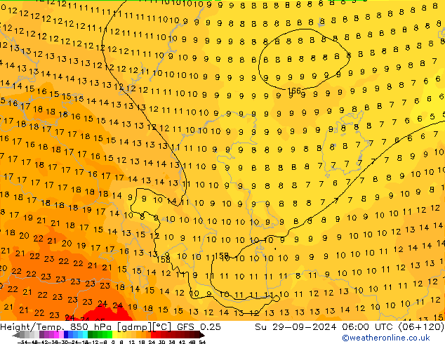 Z500/Rain (+SLP)/Z850 GFS 0.25 Su 29.09.2024 06 UTC