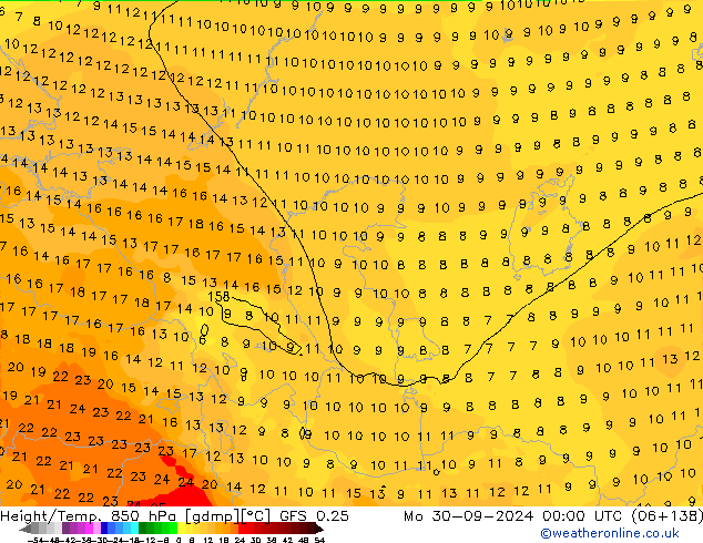 Z500/Rain (+SLP)/Z850 GFS 0.25 pon. 30.09.2024 00 UTC