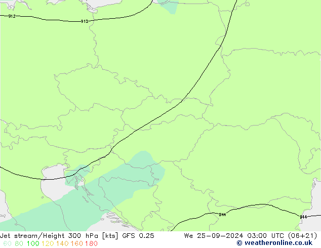 Jet stream GFS 0.25 Qua 25.09.2024 03 UTC