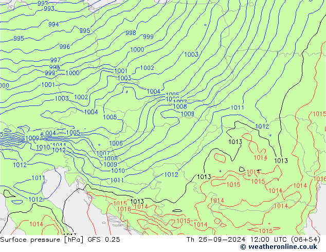 GFS 0.25: czw. 26.09.2024 12 UTC