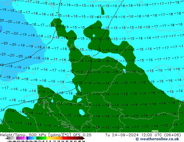 Z500/Rain (+SLP)/Z850 GFS 0.25 вт 24.09.2024 12 UTC