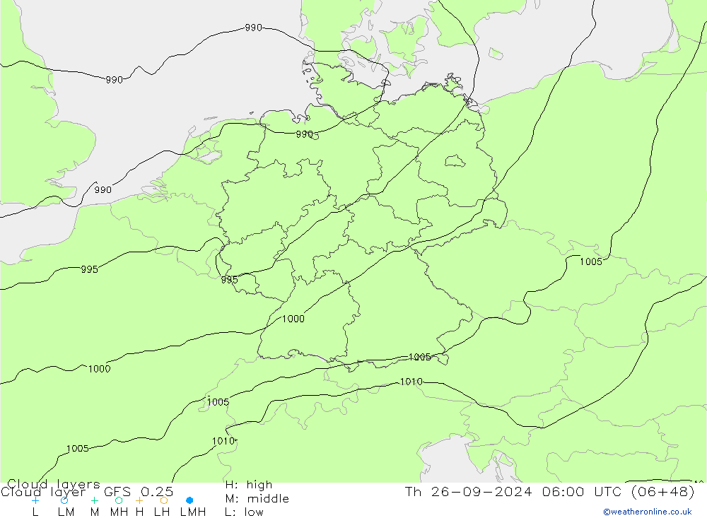 Wolkenlagen GFS 0.25 do 26.09.2024 06 UTC