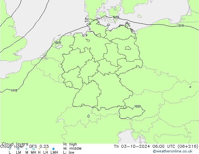 Cloud layer GFS 0.25 Čt 03.10.2024 06 UTC