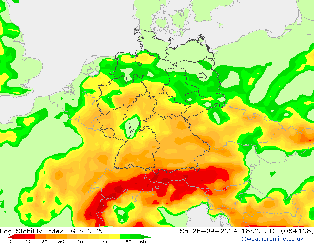 Fog Stability Index GFS 0.25 Sa 28.09.2024 18 UTC