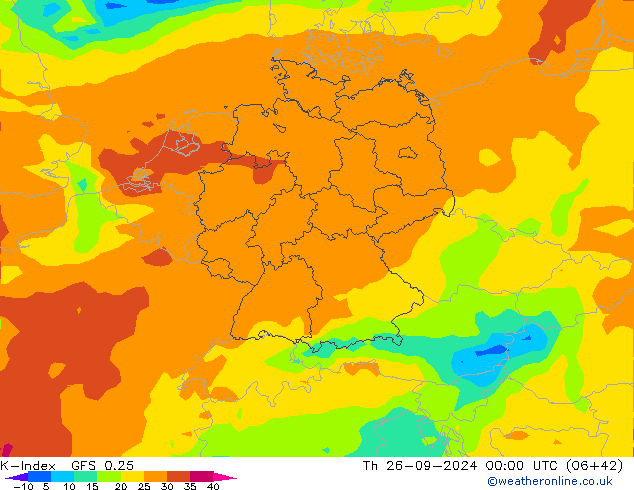 K-Index GFS 0.25 Th 26.09.2024 00 UTC