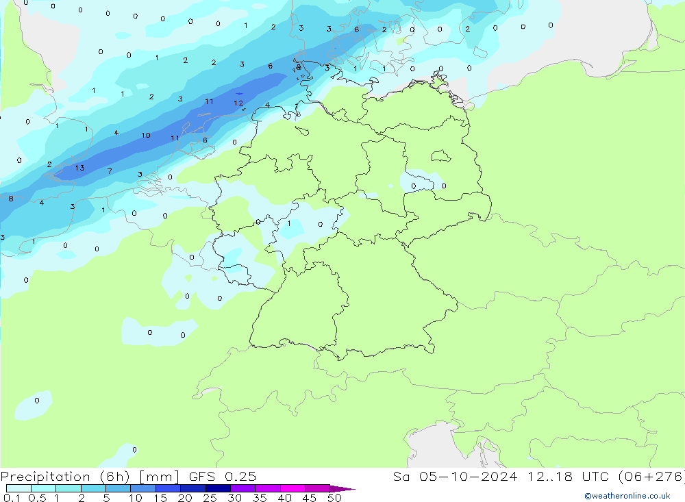 Z500/Rain (+SLP)/Z850 GFS 0.25  05.10.2024 18 UTC