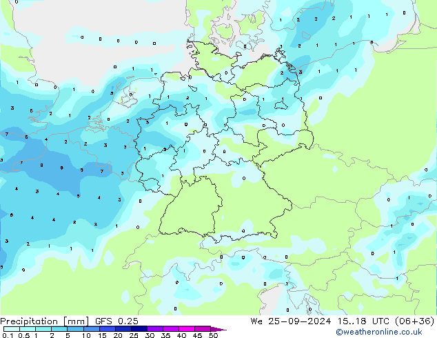 Yağış GFS 0.25 Çar 25.09.2024 18 UTC