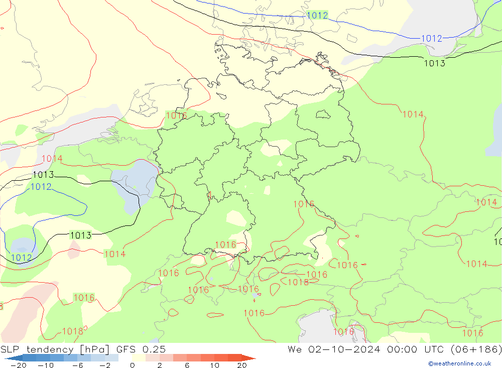 SLP tendency GFS 0.25 St 02.10.2024 00 UTC