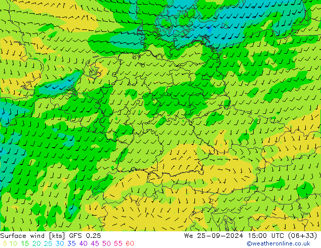  10 m GFS 0.25  25.09.2024 15 UTC