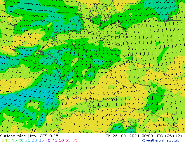 Bodenwind GFS 0.25 Do 26.09.2024 00 UTC