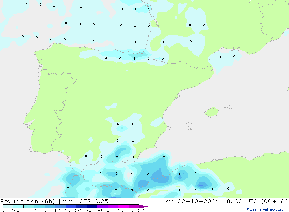 Z500/Rain (+SLP)/Z850 GFS 0.25 We 02.10.2024 00 UTC