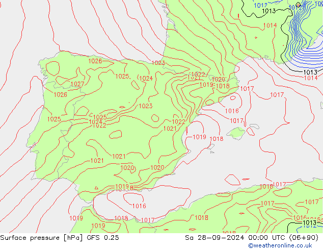 GFS 0.25: Sáb 28.09.2024 00 UTC