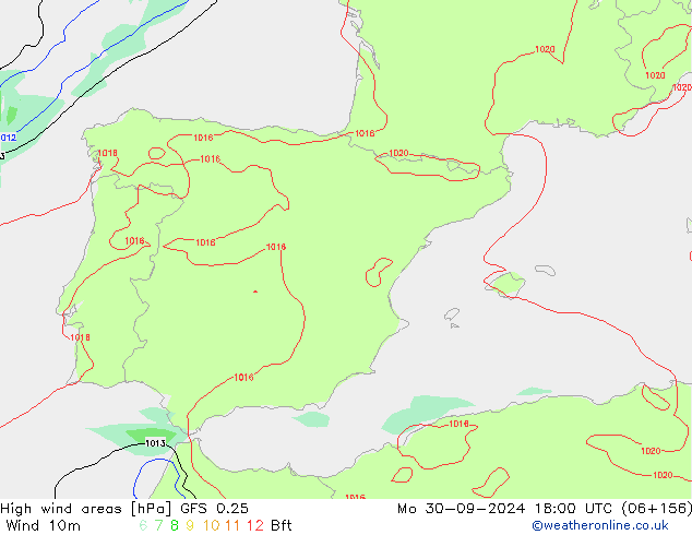 High wind areas GFS 0.25 Seg 30.09.2024 18 UTC