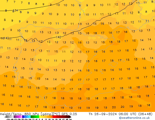 Z500/Yağmur (+YB)/Z850 GFS 0.25 Per 26.09.2024 06 UTC