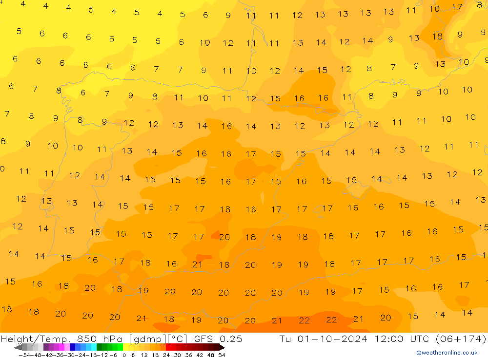 Z500/Rain (+SLP)/Z850 GFS 0.25 Tu 01.10.2024 12 UTC