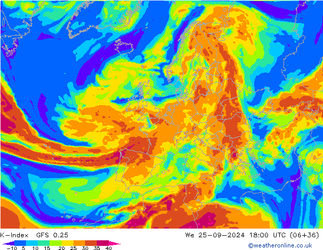 K-Index GFS 0.25  25.09.2024 18 UTC